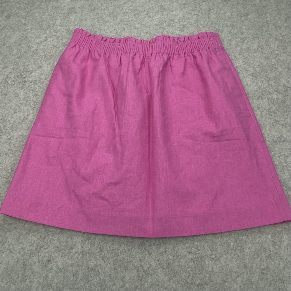 J.Crew Skirt Womens M Pink Linen Blend A Line Elastic Waist Lined Casual Summer